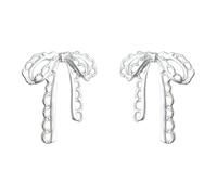 Orecchini pendenti da donna in argento con fiocco in pizzo, eleganti gioielli dal design ritagliato, delicati e femminili