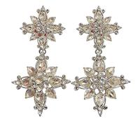 Orecchini pendenti da donna in argento con fiore di cristallo, orecchini a lampadario floreale, pavé di zirconi a forma di pera, per matrimoni, gioielli da sposa di lusso con elevata lucentezza