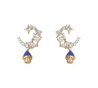 Orecchini pendenti da donna in argento con luna e stella, con cristalli e accento blu, stravaganti orecchini celesti