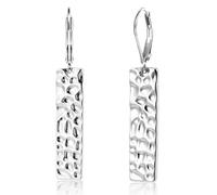 Orecchini pendenti da donna, in argento martellato, stile boho, con chiusura a monachella