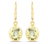 Orecchini pendenti da donna in argento sterling 925 placcato oro quarzo limon...