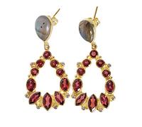 Orecchini pendenti da donna in argento Sterling 925, realizzati a mano, con labradorite e granato di zirconia cubica, orecchini pendenti ovali a pera, lunghi gioielli regalo