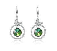 Orecchini pendenti da donna, in argento Sterling, a forma di farfalla, con zirconia cubica, ideali come regalo per le vacanze, feste di famiglia, matrimoni, Argento sterling, Cristallo