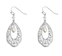 Orecchini pendenti da donna, in argento vintage, con perle d'acqua dolce barocche, stile francese, gioielli romantici per tutti i giorni o per feste