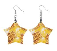 Orecchini pendenti da donna, in legno, stampati, con scritta "Food Honey", Apricot shaped, Legno, Nessuna pietra preziosa