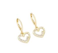Orecchini pendenti da donna in oro a forma di mini cuore, scintillanti orecchini Huggie a forma di cuore aperto, gioielli delicati da indossare tutti i giorni, regalo per lei, accessorio versatile per