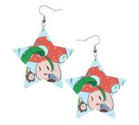 Orecchini pendenti da donna in pelle bianca alla moda a forma di stella, con semi di girasole e fungo, leggeri e alla moda, Misura unica, Pelle, Nessuna pietra preziosa