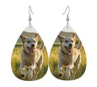 Orecchini pendenti da donna in pelle con stampa a forma di cane, gioielli per festa di compleanno e San Valentino