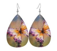 Orecchini pendenti da donna in pelle con stampa a righe bianche e nere - Orecchini leggeri a goccia alla moda, Misura unica, Pelle