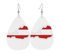 Orecchini pendenti da donna in pelle con stampa mappa della bandiera austriaca, gioielli per festa di compleanno e San Valentino