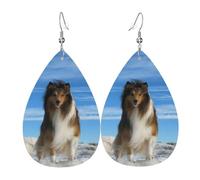 Orecchini pendenti da donna in pelle con stampa teschio di fuoco, orecchini leggeri a goccia alla moda, Misura unica, Pelle