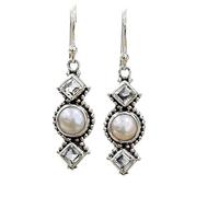 Orecchini pendenti da donna, in stile vintage, quadrati, con zirconi trasparenti e perle finte, eleganti gioielli per feste, uso quotidiano