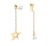 Orecchini Pendenti da Donna Moda Luna a Forma di Stella Perla Finta per Gioielli da Donna Orecchini Pendenti in Acciaio Inossidabile Brinco Clever And Attractive