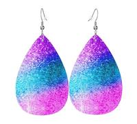 Orecchini pendenti da donna - Orecchini a goccia con gocce di pioggia su vetro, orecchini in pelle, gioielli alla moda per feste, accessori per ragazze, Misura unica, Pelle