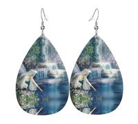 Orecchini pendenti da donna - Orecchini a goccia in pelle con stampa leopardata rossa, gioielli alla moda per feste, accessori per ragazze, Misura unica, Pelle