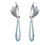 Orecchini pendenti da donna, orecchini pendenti in pietra azzurra, placcati in argento, ali di uccelli e zirconi a goccia, 76 x 16 mm, per gioielli di fidanzamento