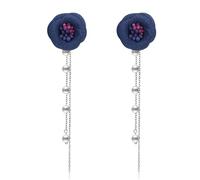 Orecchini pendenti, da donna, pendenti, blu argento Sterling S925, perla rosa, 90 x 20 mm, per ballo di fine anno, Argent sterling 925, forme ronde, rose, Argento sterling, Perla