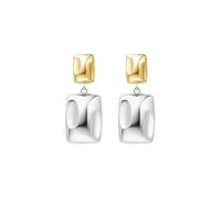 Orecchini pendenti da donna, piccoli gioielli veri in oro giallo e oro bianco, Oro giallo 14 carati e oro bianco 14 carati, Senza Gemstone