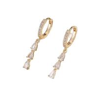 Orecchini pendenti da donna placcati oro, delicati orecchini a cerchio Huggie lunghi gioielli alla moda per le donne