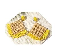 Orecchini pendenti da donna realizzati a mano in rattan intrecciato a maglia di rafia per le donne in stile bohémien circolare a forma di ventaglio, Misura unica, Agata