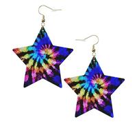 Orecchini pendenti da donna Tie Dye, orecchini pendenti celesti, gioielli a forma di stella per un versatile, One Size, Pelle