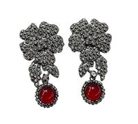 Orecchini pendenti da donna vintage con strass neri, agata rossa, gioielli gotici per feste