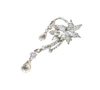 Orecchini pendenti da principessa, gioielli da sposa in lega con disegni gocce d ' acqua e pietra, elegante clip per l ' orecchio alla da festival