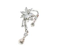 Orecchini pendenti da principessa, gioielli da sposa in lega con disegni gocce d ' acqua e pietra, elegante clip per l ' orecchio alla da festival