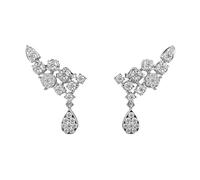 Orecchini pendenti delicati in argento sterling 925 | Placcatura in argento n. Pietra: 48 | Dimensioni gemma: 0,01-0,07 mm | Peso: 1,125 crt | Forma: rotonda | 4,725 grammi |LKE_00228