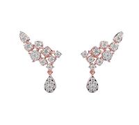 Orecchini pendenti delicati in argento sterling 925 | Placcatura in oro rosa | N. pietra: 48 | Dimensioni gemma: 0,01-0,07 mm | Peso: 1,125 crt | Forma: rotonda | 4,725 grammi | R_00228