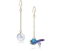 Orecchini pendenti divertenti e carini in resina acrilica con pesce in borsa, asimmetria unica, leggeri orecchini pendenti a forma di pesce rosso, gioielli regalo per le donne, Plastica