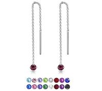 Orecchini Pendenti Donna Argento 925 con Brillantini di Cristallo Ametista 3 mm - Saliscendi con Ametista