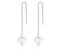 Orecchini Pendenti Donna Argento 925 - Orecchini Cuore Bombato - Orecchini Donna Lunghi con Catena - Lunghezza 78 mm
