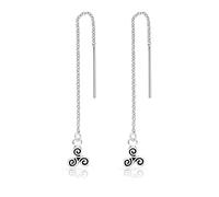 Orecchini Pendenti Donna Argento 925 - Orecchini Lunghi con Catena - Triskele Celtico - Lunghezza 75 mm