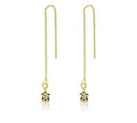 Orecchini Pendenti Donna Argento 925 Placcati Oro 24K - Orecchini Lunghi con Catena - Orecchini Tartaruga - Lunghezza 75 mm