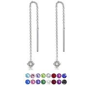 Orecchini Pendenti Donna con Brillantini Punto Luce di Cristallo - Orecchini Lunghi con Catena Saliscendi in Argento 925 - Pendenti Brillanti - Eleganti, Anallergici, Regalo Donna