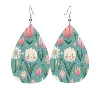 Orecchini Pendenti Donna Cute Colorful Cartoon Flowers Confortevoli Orecchini Pendenti Lunghi Stampa Ciondolo Orecchio Per Festa Vacanze Bambina