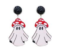 Orecchini Pendenti Donna Nuovi orecchini di Halloween Orecchini in legno con ruota stile retrò Accessori per festival europei e di confine (A, One Size)