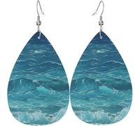 Orecchini Pendenti Donna The Deep Blue Sea Print Stampa Orecchini Pendenti Lunghi Confortevoli Waterdrop Di Orecchino Di Cuoio Per Festa Vacanze Mamma