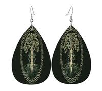 Orecchini Pendenti Donna Viking Norse Mythology Tree Of Life Confortevoli Orecchini Leggero Waterdrop Di Orecchino Di Cuoio Per Decorazioni Mamma Bambina