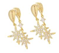 Orecchini pendenti doppi alla a forma stella e accessori per orecchie in zirconi scintillanti per eventi sociali Orecchini con stella a otto punte