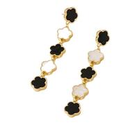 Orecchini pendenti eleganti a forma di fiore in bianco e nero orecchini pendenti a catena in oro per donne gioielli alla moda regalo per la sua festa di compleanno mamma sorella moglie