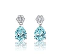 Orecchini pendenti eleganti con zirconi da appendere gialli piccoli fiori con goccia d'acqua Zircone per donna laurea gioielli, Rame, Zirconia cubica