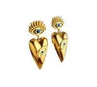 Orecchini pendenti Evil Eye con pendente a cuore smaltato-Gioielli ipoallergenici in acciaio inossidabile placcati in oro 18K da donna, 5,1x4,2 cm accessori per charm protettivi