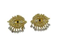 Orecchini pendenti Evil Eye da donna-Orecchini vintage in lega d'oro con cristallo con frange, orecchini a goccia di lusso Boho