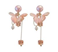 Orecchini pendenti fatti a mano con perle rosa per donne, orecchini pendenti con perle barocche rosa sfumate, orecchini a lampadario in cristallo bohémien, gioielli da sposa regalo per addio al