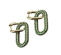 Orecchini pendenti geometrici a forma di cuore, con fibbie, alla moda, ovali, con struttura in rame, adatti per donne e adolescenti, gioielli moderni, Misura unica, come descritto, come descritto