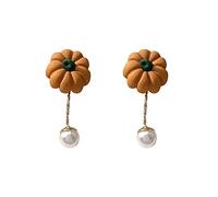 Orecchini pendenti geometrici colorati con piccole perle di zucca in lega galvanica per le donne