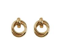 Orecchini pendenti geometrici dorati da donna: delicati e minimalisti con nodo a cerchio, accessori alla moda, orecchini a cerchio leggeri a strati per uso quotidiano e regali