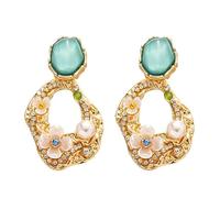 Orecchini pendenti geometrici floreali vintage con accenti in acrilico e cristallo, orecchini minimalisti da donna, gioielli di lusso per tutti i giorni